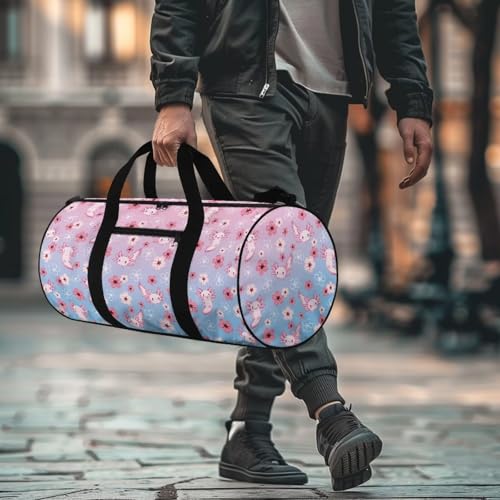 Axolotl Cherry Blossom Duffel Bag 20-24-28 Inches Foldable Gym Bag for Women Duffle Bags Lightweight with Inner Pocket for Travel Sports4