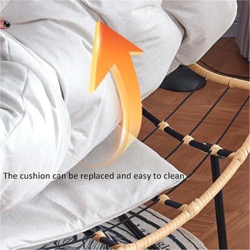 Chaise à bascule moderne en rotin vert avec coussin extérieur - 5
