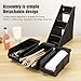 Coffee Sleeve Storage Dispenser, Black Large Capacity Cup Lid Organizer with 2, 3 or 4 Compartments Reusable Food Grade Plastic Portable Detachable Straws Holder for Coffee Bar(4 Compartments)