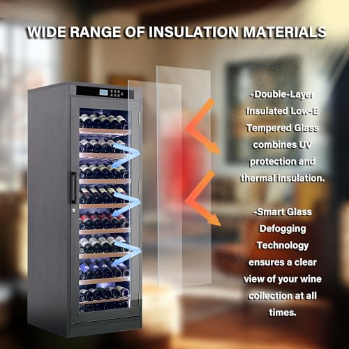 Lafati 25 Inch Wine and Beverage Refrigerator Cooler,102 Bottle Zone Wine Fridge with Memory Temperature Control 41-71°F,Large-Capacity Nine-Tier Removable Wine Cabinet for Home Bar Kitchen