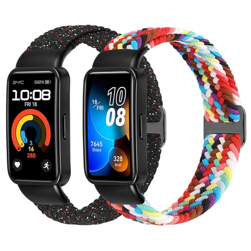 Janpso Correas trenzadas compatibles con Huawei Band 10/Huawei Band 9/Huawei Band 8 para mujeres y hombres, pulsera de repuesto de nailon trenzado elástico ajustable para Huawei Band 10/9/8
