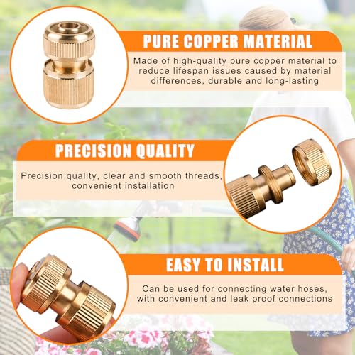 10 Stück 1/2 Zoll Gartenschlauch Schnellverbinder, Schlauchverbinder Messing Schnellschlauch Endverbinder Schlauchanschluss 1/2 Zoll Schlauchkupplung 1/2\ Schnellkupplung für Outdoor Garten Schlauch