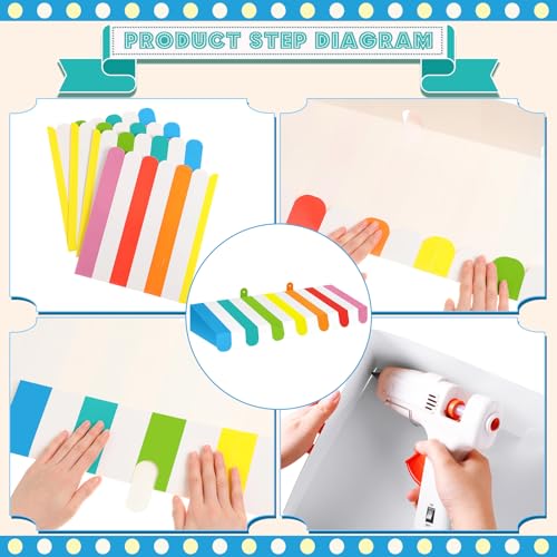 Image of Boao 4 Pcs 3D Cardboard Awning Decor,Rainbow,Striped Style | Paper Awning, Circus Carnival Theme, For Bulletin Board, Lemonade Stand, Bakery & Ice Cream Truck, Wall Window Backdrop