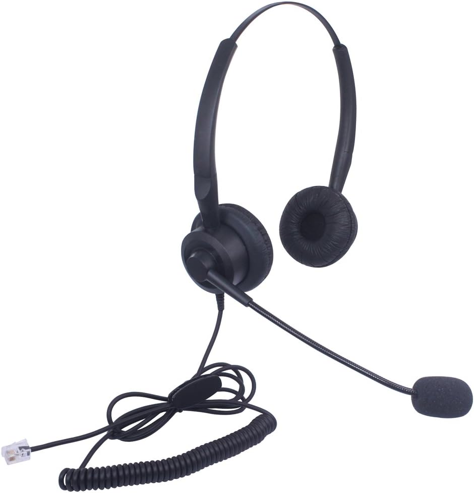 Xintronics Telephone Headset RJ9 Dual with Noise Cancelling Mic for Aastra Allworx AltiGen ShoreTel Plantronics NEC Aspire Dterm Alcatel Lucent Comdial Digium Siemens ROLM Landline Phones(X20A1)