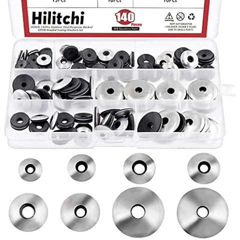 Hilitchi 140Pcs Stainless Steel Gasket Washers Cover