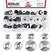 Hilitchi 140Pcs 8Sizes الفولاذ المقاوم للصدأ النيوبرين EPDM غسالات حشية مانعة للتسرب ، مجموعة أدوات غسالات الوسائد