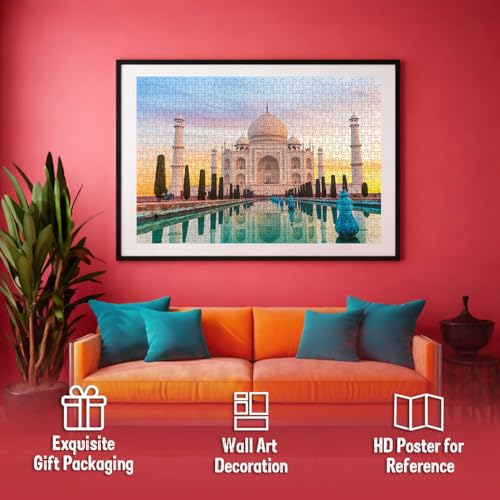 Image of Taj Mahal 500-Piece Jigsaw Puzzles for Kids and Childrens Realistic Illustration Brain Booster Gifts, Fun and Creative Game - Ages 9+ (500 Pcs)