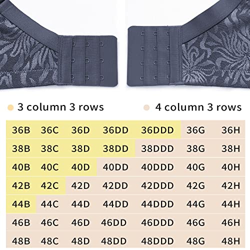 Wingslove Women's Full Coverage Non Padded Comfort Minimizer Wire-Free Bra Plus Size(Grey Blue,44B) #TOP5