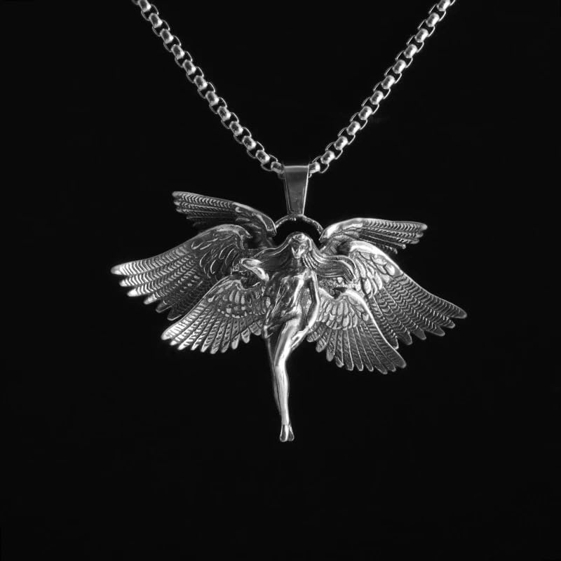 Collier d'ange pour filles en argent sterling 925 rétro