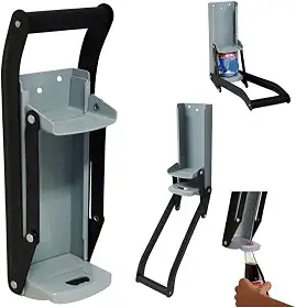 Amassador de Lata Manual com Abridor de Garrafa, Parede, Até 475ml, Compactador de Latinhas Para Reciclagem Resistente com Cabo em EVA e Parafusos Inclusos.