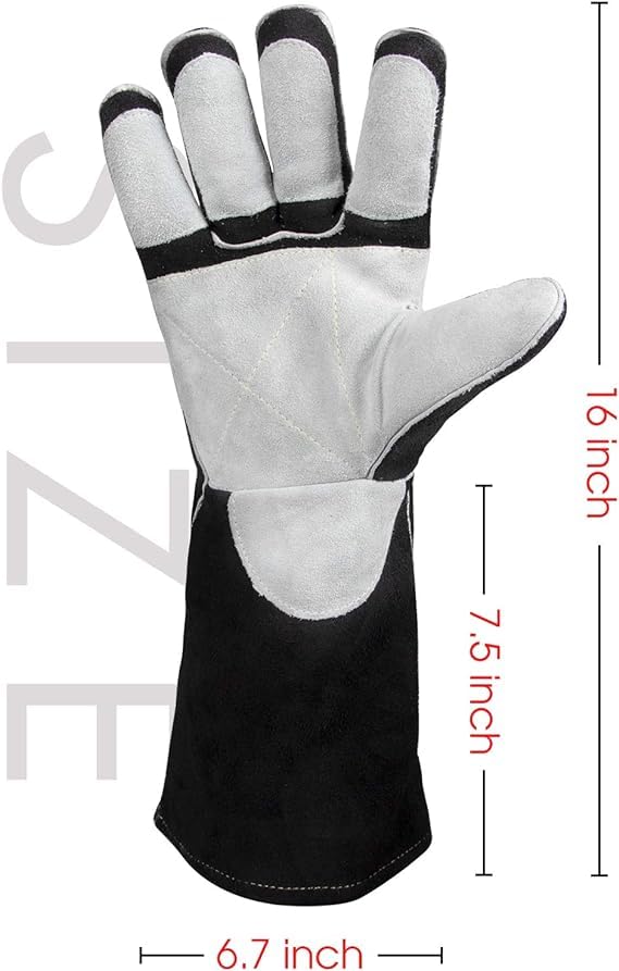 YESWELDER 40cm 500℃ 932℉ Welding Gloves Extreme Heat & Fire Resistant Leather Fire Gloves with Kevlar Stitching for Arc Tig Mig Wood Stove Oven BBQ Grill Palm Reinforcements - Image 2