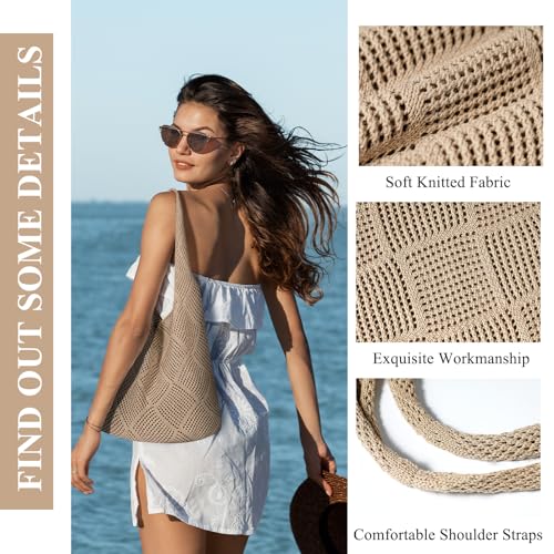Image of Straw Beach Bags for Women - Summer Woven Tote Bag Shoulder Handbags, Large Beach Bag for Women for Holiday