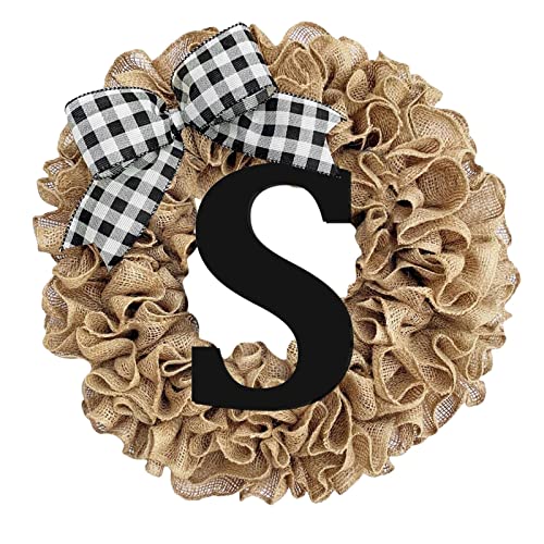 Guirnalda creativa de 26 letras para puerta delantera con lazo para puerta delantera, temporada de primavera, decoración de otoño, girasol (S, talla única)