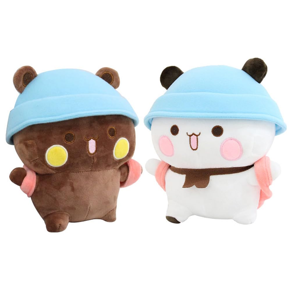 2Pcs Dudu Plush, Dudu Plush Toy, Dudu Panda Bear Figure Toys, White Bear and Brown Bear Plush, Cartoon Stuffed Animals Toy for Birthday Party Gifts for Boys and Girls, 20cm