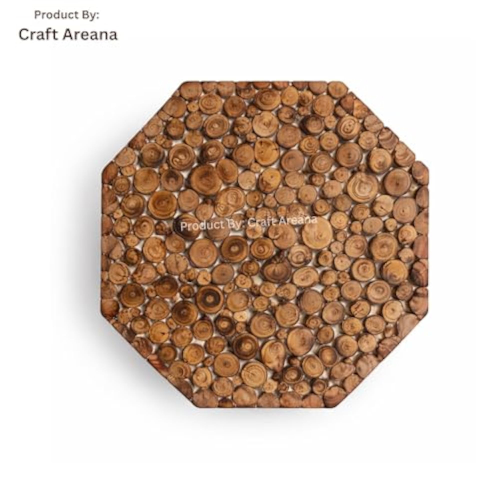 Solid Wood Hexagon Side Table, Handmade Rustic Wooden Stool