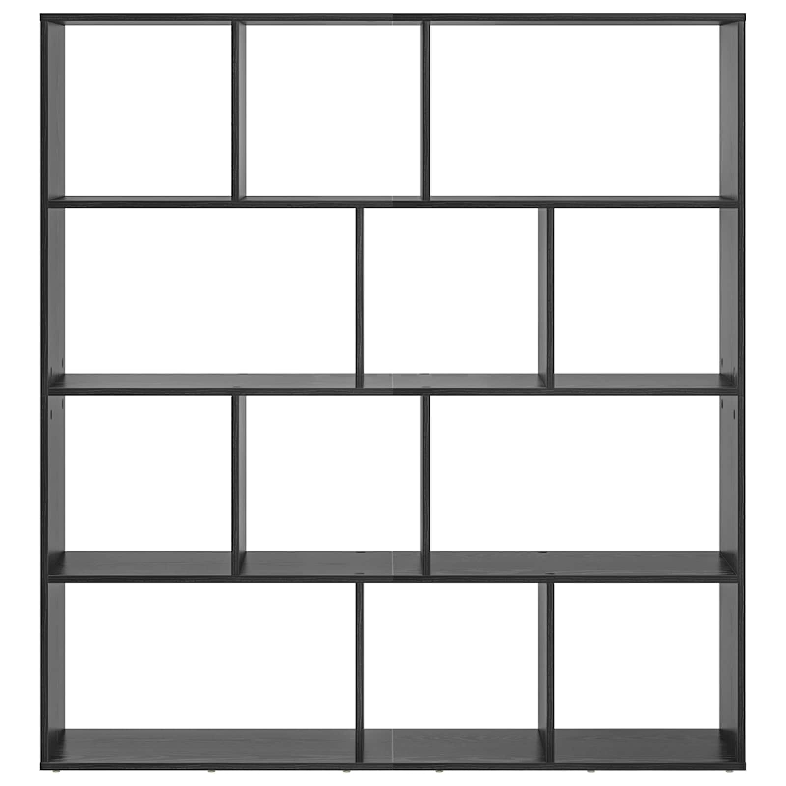 Regał na książki z materiału drewnopochodnego w kolorze czarnym o wyglądzie dębu, 12 poziomów, 132 x 29 x 141,5 cm, wolnostojący regał do salonu, na książki, dekoracja, do przechowywania