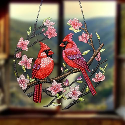 Generic DIY Hanging Diamond Pendant Special Shaped Crystal Diamond Art Painting Ornament Single Sided for Window Home Garden Wall Door Decor-Cardinal by Generic - Image 5