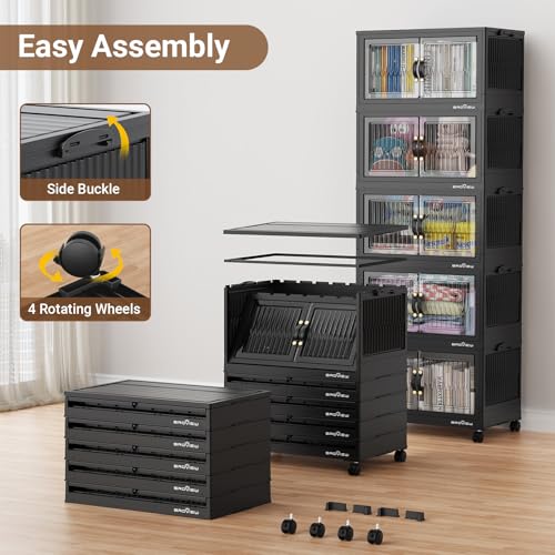 Image of BROVIEW 240Qt Stackable Storage Bins with Lid for Home Dorm, 3Pack Black