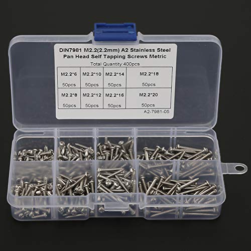 Kit surtido de tornillos autorroscantes 400 piezas miniatura 3