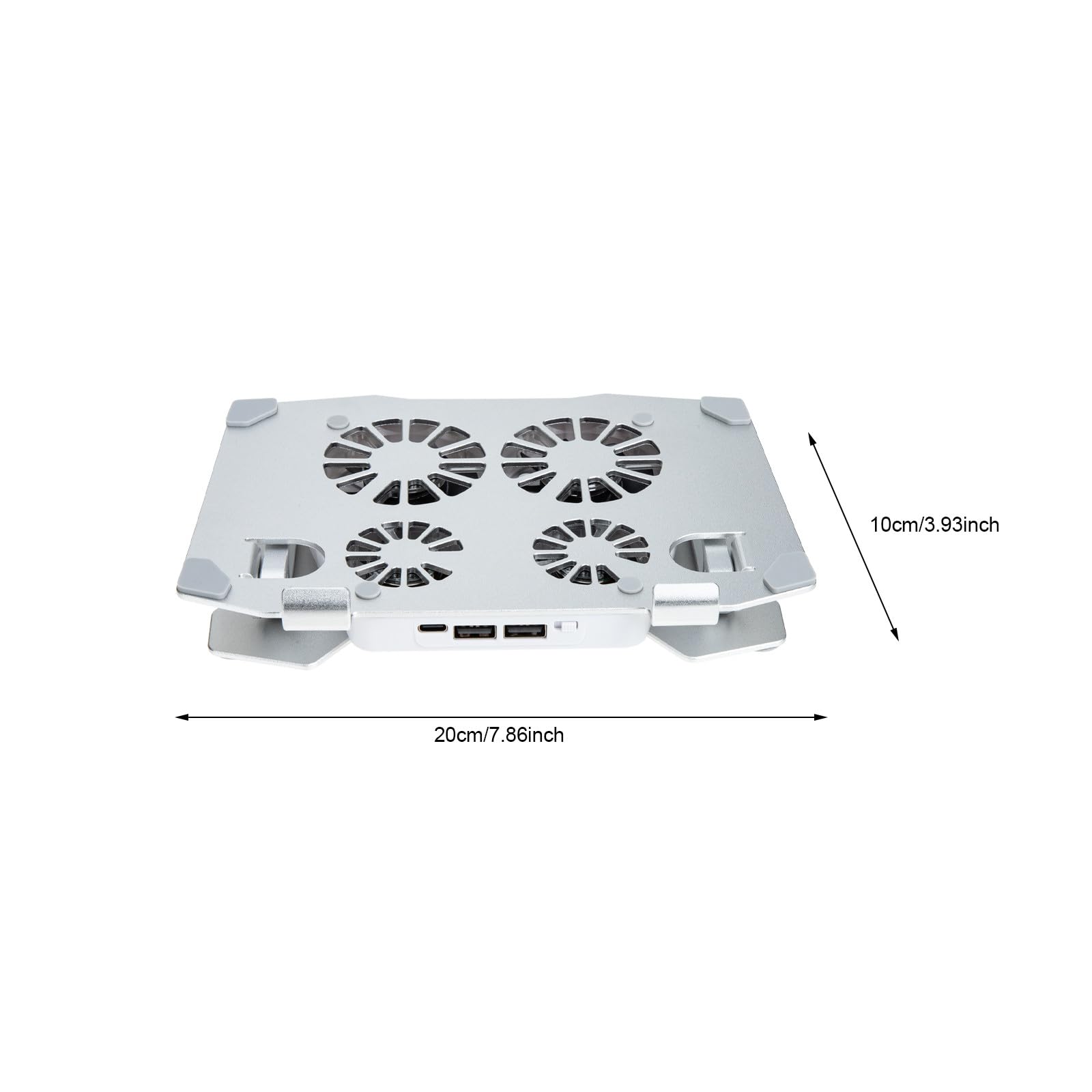 SHINEOFI Supporto per Laptop Regolabile in Altezza e Angolo 4 Ventole di Raffreddamento Silenziose, Struttura in Metallo Argento per Ufficio e Casa
