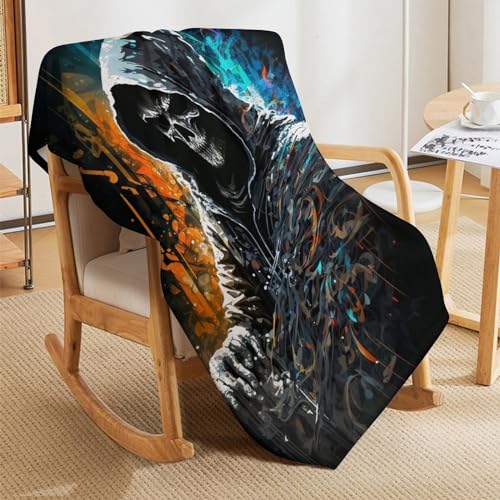 Manta de franela con calaveras 130x180 cm para sofá y cama 5