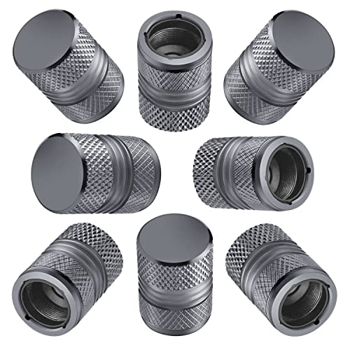 Image of Tire Valve Stem Caps for Car Tires Air Caps Cover 8 Pack Corrosion Resistant Premium Alloy Leak-Proof Universal for SUV Truck Motorcycle Bike Gray