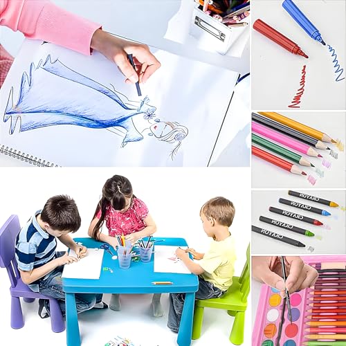 Image of WISHKEY 160 Pieces Art Set for Kids Unicorn Theme with Case, Art and Craft Supplies Kit for Drawing and Painting, Color Set with Markers, Water Colors, Brush, Color Pencils, Crayons (Pack of 1, Pink)