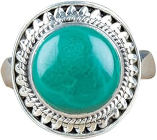 Malachite Ring, 925 Sterling Silver, Malachite Jewelry, Green Malachite Ring, Round Shape Ring, Birthstone Ring, Handcrafted Ring, Vintage Ring, Promise Ring, Valentine Gift