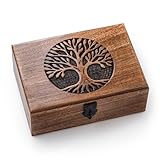 inanosa Handmade Mango Wood Tree of Life Jewelry Box, 7x5 inch Hand Carved Keepsake Box & Organizer, Unique Gift for Men & Women (Classic Tree of Life)