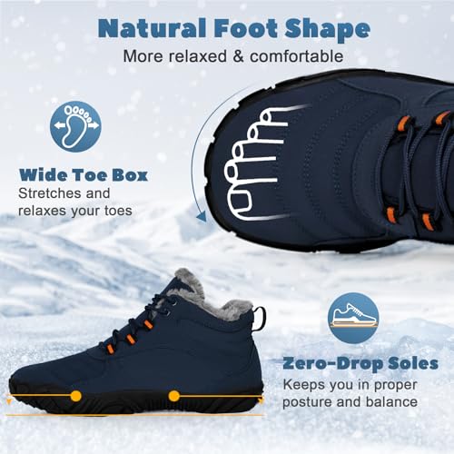 Image of Winter Hike Barefoot Boots Women, Snow Boots for Women | Winter Hike Barefoot Boots Women, Wide Toe Waterproof Hiking Non-Slip Ankle Shoes