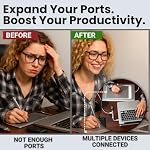USB A U124A Extendeur multi-ports avec ports haute vitesse 3.0/2.0, 4-Port Mini USB Extendeur de port – Compatible avec Ordinateur portable, Bureau, PC – Conception compacte et portable – argent