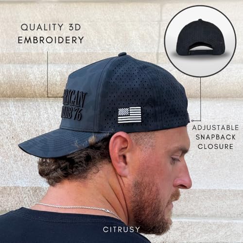 Image of CITRUSY Athletic Trucker Golf Hat | Performance Mens 5 Panel Cap | Cool Breathable Waterproof Workout Running Snapback