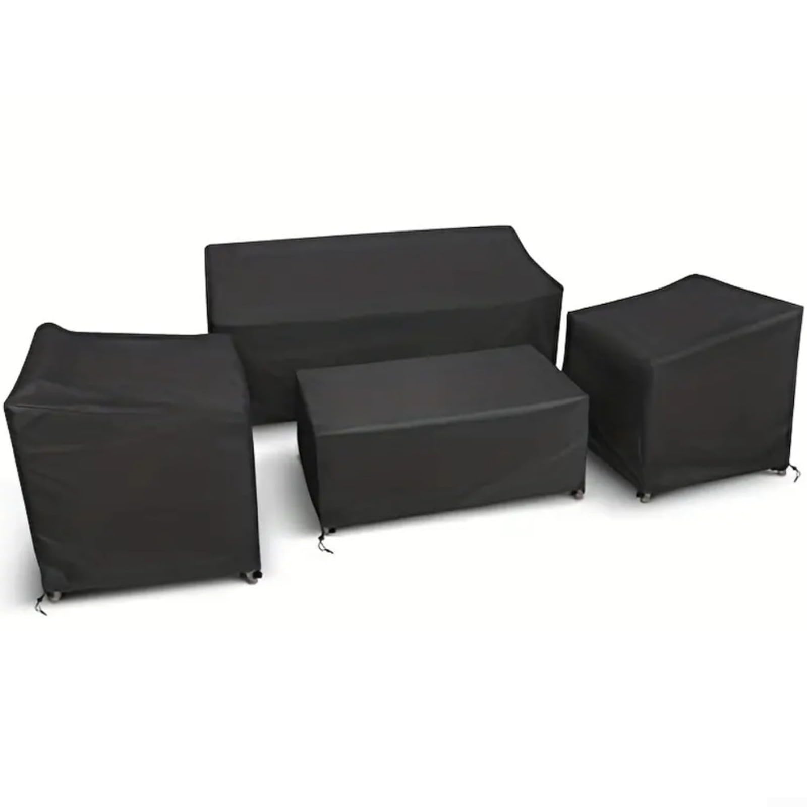 Lot de 4 housses de meubles de jardin en tissu Oxford 420D robuste, imperméables et coupe-vent avec sangles réglables pour chaises d'extérieur, canapé, table, protection contre la pluie
