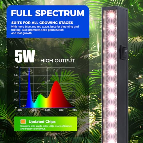 Image of Barrina 1ft Grow Lights for Indoor Plants Full Spectrum, LED Grow Lamp with Black Cover, T5 Grow Light Strip, Under Cabinet Grow Light with Switch Cord, Plug and Play, Linkable, Pinkish White, 4 Packs
