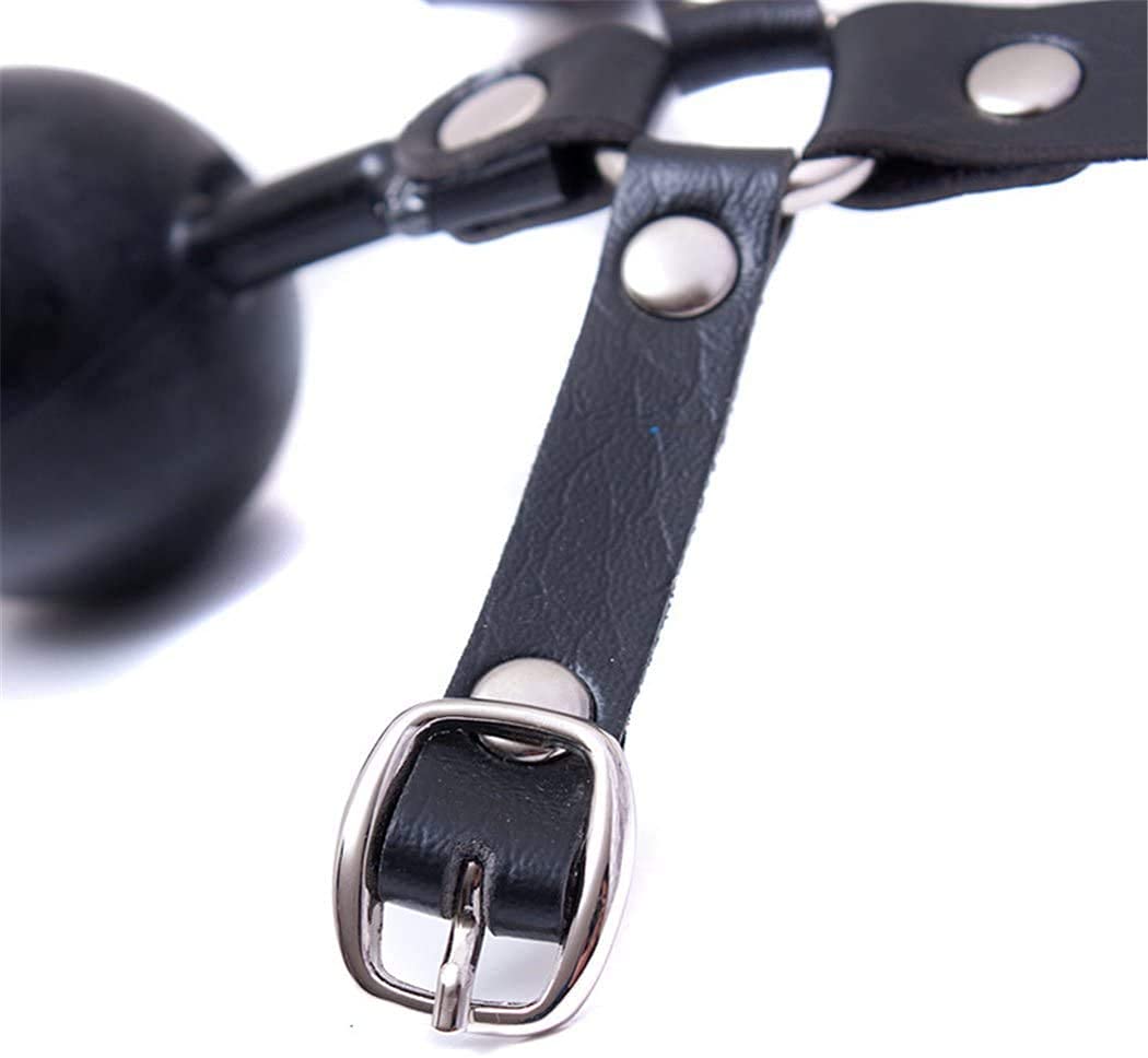 SXOVO Cabeza de caballo de cuero Gag Bondage Correas con cierre de latón Boca Gag Ball Bondage Sistema de sujeción Juguete sexual (Negro)