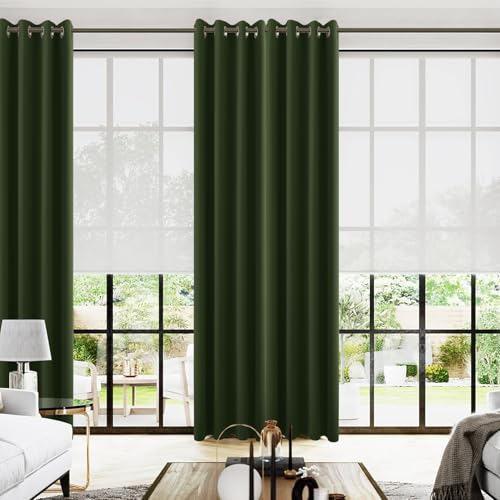 Image of KOUFALL Olive Green Blackout Curtains for Living Room 52 by 108