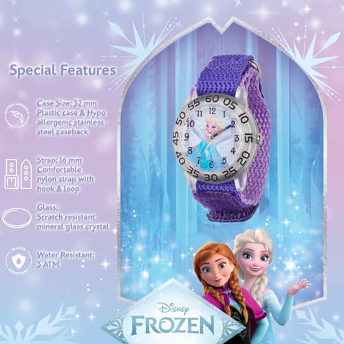 Frozen Elsa Watch For Kids 3-5, White Bezel & Purple Nylon Strap, Frozen Watch For Girls, Perfect Watches Kids, Elsa Toys 3-5 Year Olds, Stylish And Fun Girls4