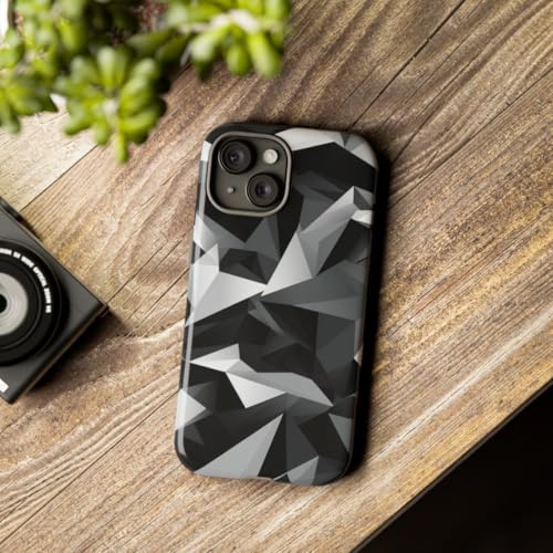 Coque iPhone 15 motif abstrait géométrique noir protection rigide