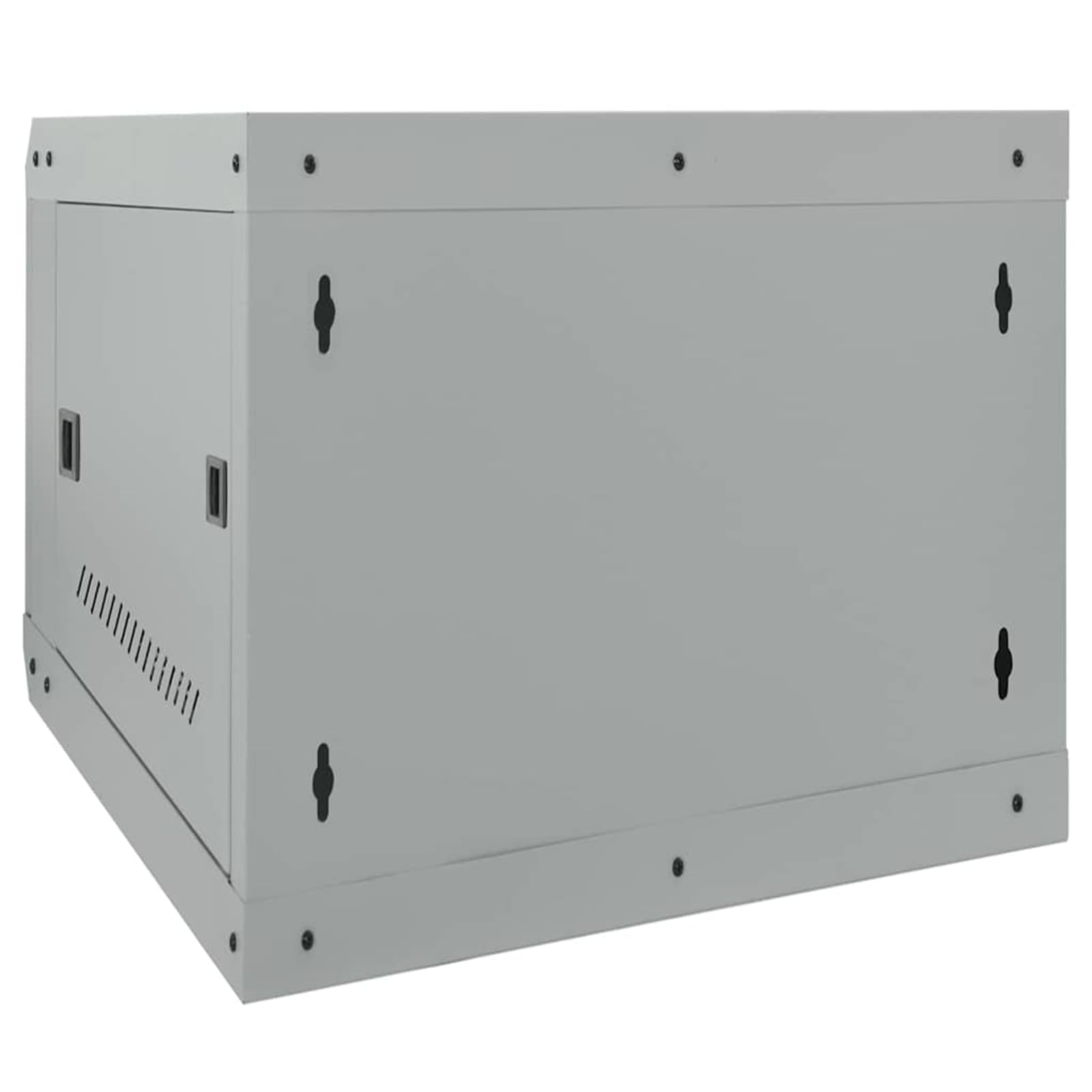 Armadietto di rete da parete con frontale in vetro, in acciaio, grigio, 53 x 60 x 45 cm, per ufficio, sala server e home office