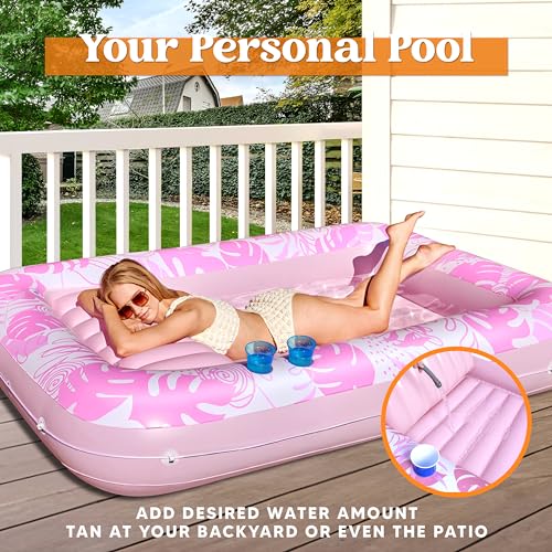 image for Sloosh Inflatable Tanning Pool Lounger Float for Adults, 85