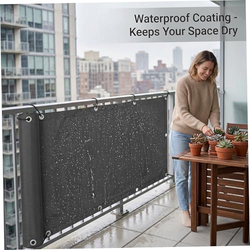 Paravent de balcon gris foncé 2x5m résistant aux intempéries pour terrasse - 6