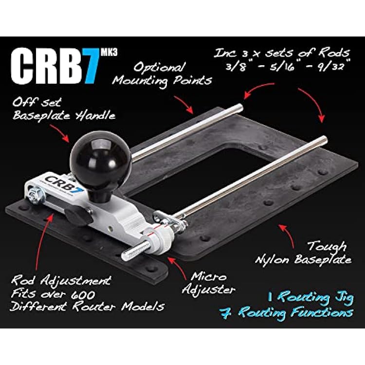 MPOWER CRB7 Combination Router Jig Mk3 *MEGA BUNDLE* 9 Separate Functions Including Large and Small Circle Cutting Jig Multifunctional Router Guide for Routers for Woodworking
