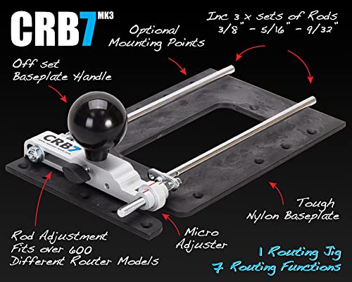 MPOWER CRB7 Combination Router Jig Mk3 *MEGA BUNDLE* 9 Separate Functions – Including Large and Small Circle Cutting Jig – Multifunctional Router Guide for Routers for Woodworking - Thumbnail 3