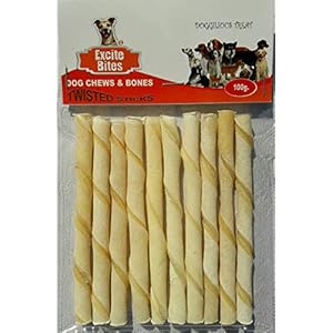 Excite Bites Dog Rawhide White Twisted Sticks | Dog Treats | Twisted Chew Sticks for Dogs | Dental Sticks for Dogs | Twisted Dog Chew Stick | Dog Treat | Puppy Treats | (Size 5″) (100gm)
