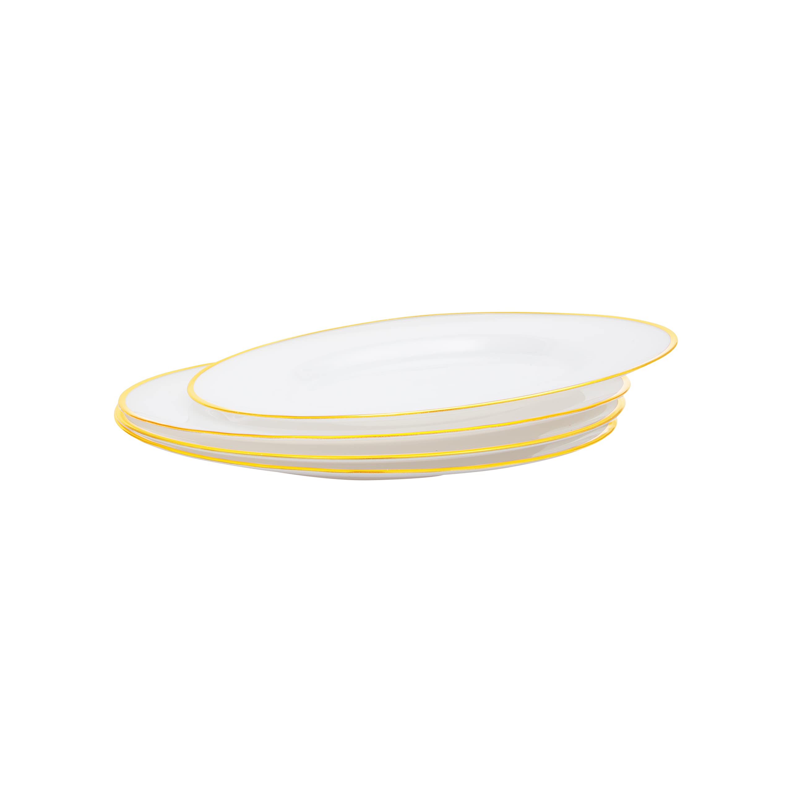 Vikko Glass Charger, 13 Inch White Glass Dinner Plate Charger with Gold Rim, Set of 4 Elegant Place Setting Chargers