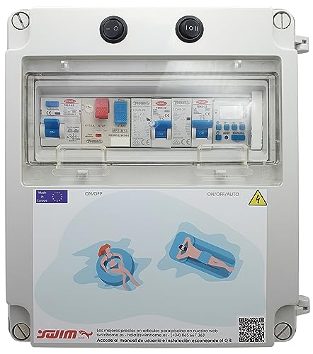 SWIMHOME Cuadro eléctrico para Piscina Equipado con contactor a Motor y Apto para clorador (Bomba 1 a 2 CV (6-10A))