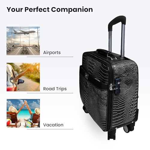 Image of THE CLOWNFISH Drift Small 16inch Cabin Trolley Bag for Travel|Hard Suitcase for Travel with Aluminium Trolley, Wheels, 360 Degree Rotation - Black