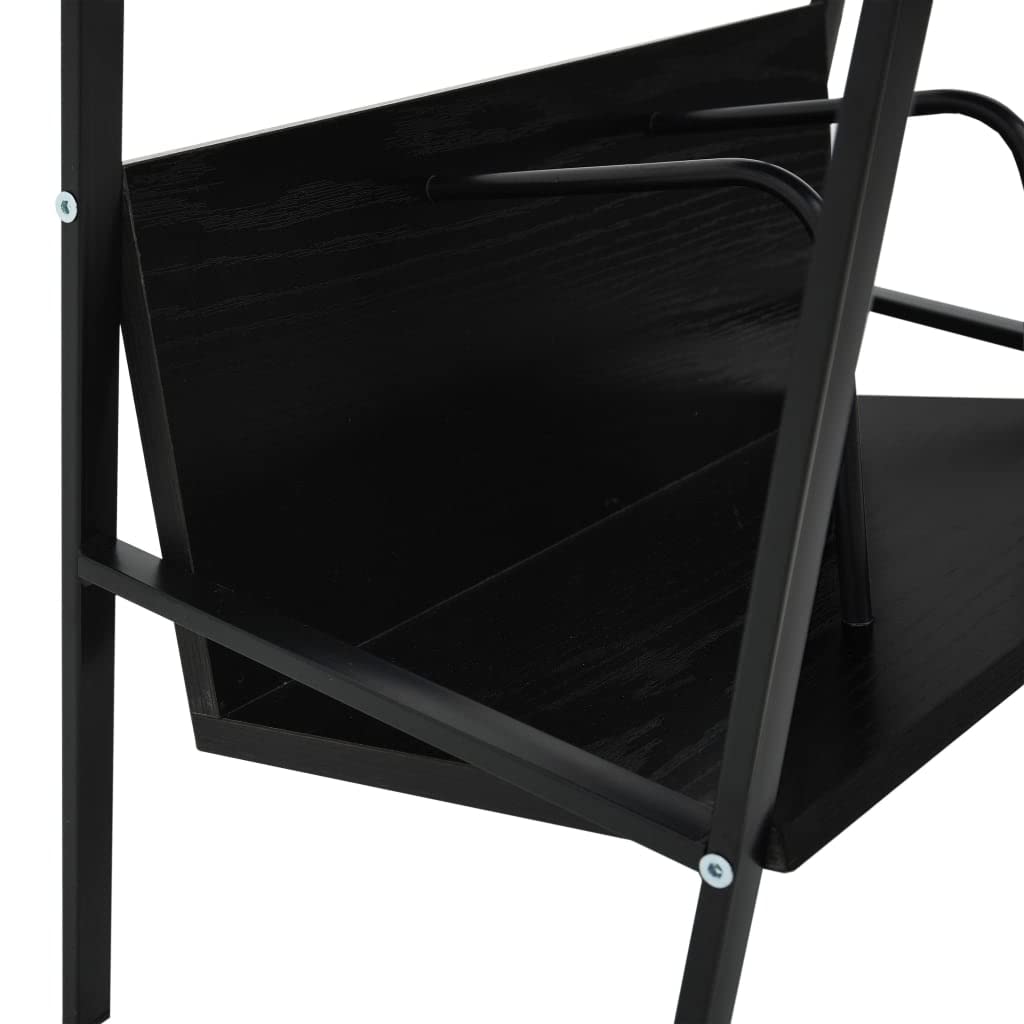 Scaffale Porta Libri a 2 Ripiani Nero 52x28x59 cm | Struttura compatta stile industriale in acciaio e legno multistrato per soggiorno, studio e veranda.
