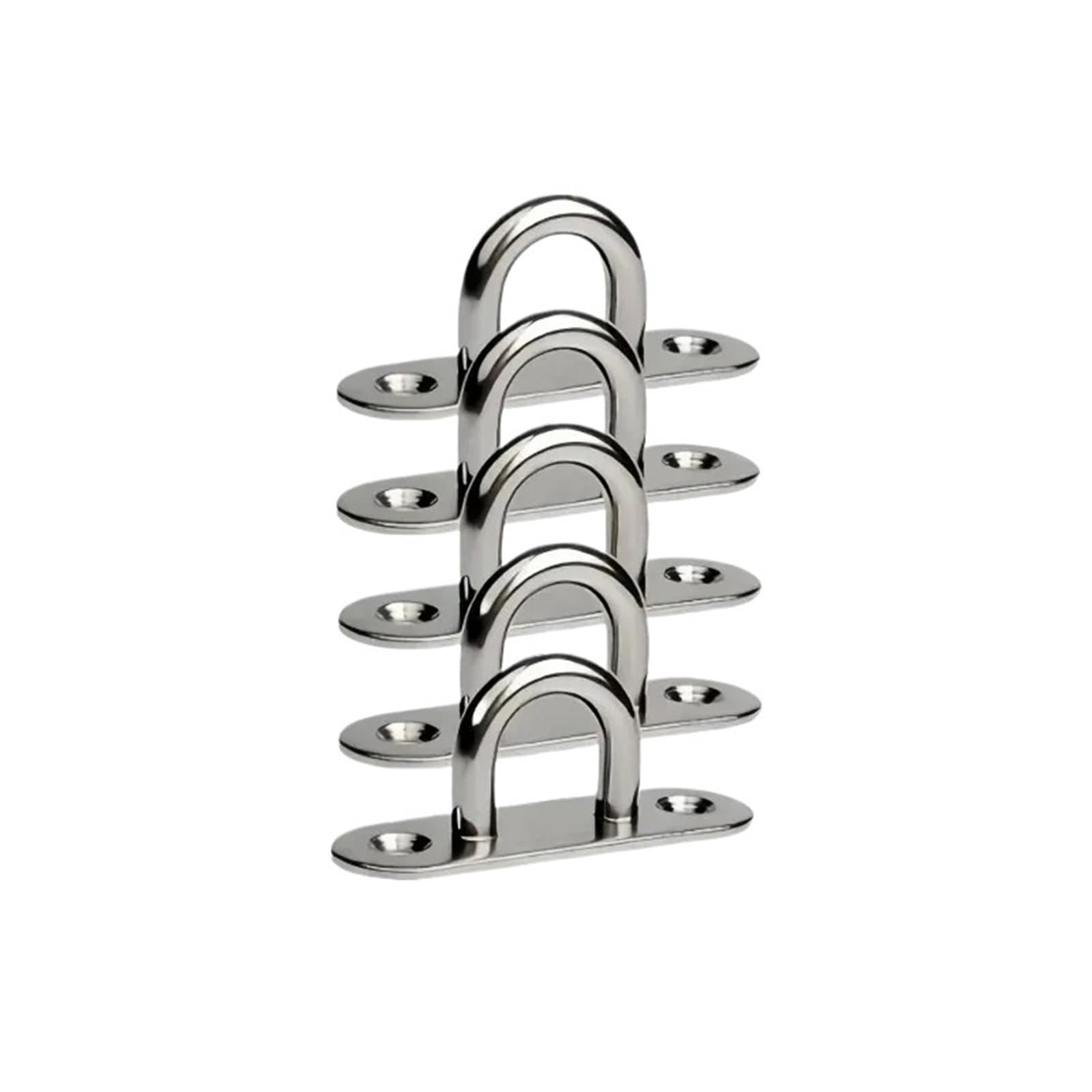 LTYKNGH Eye Plate 5/10pcs Stainless Steel Oblong Pad Eye Plate Staple Ring Hook Marine Board Deck Buckle U Hanger Ceiling(5PCS)