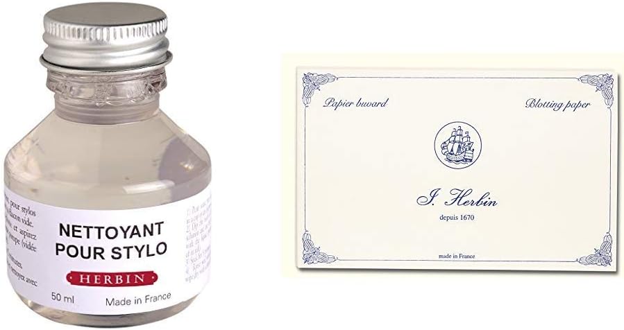 50 ml Cleaning Solution for Fountain Pen &12 x 16 cm Blotting Paper, 10 Sheets